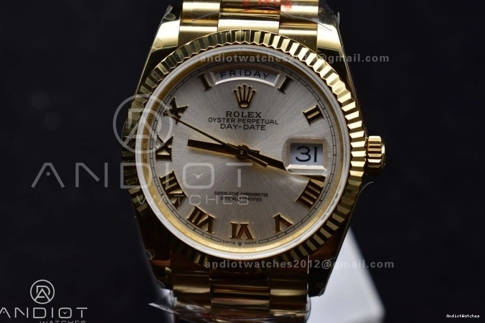 Markers President Weight) Silver 904L with YG on Bracelet 36 699 Best Durable DayDate Steel Dial Edition Roman V5 (Gain QF vr3255 0903